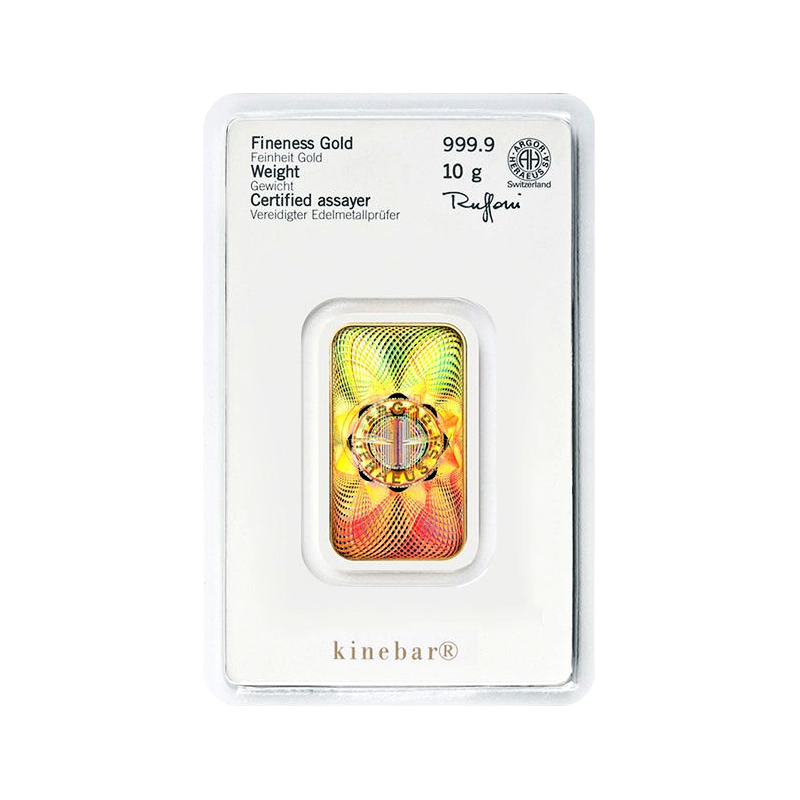 Sztabka złota 10 g Heraeus Au999.9 Kinebar